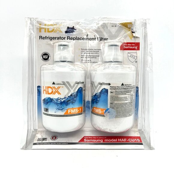 HDX Refrigerator Replacement Water Filter FMS-1 Fits Samsung HAF-CU1S NSF 2-Pack - Picture 1 of 16
